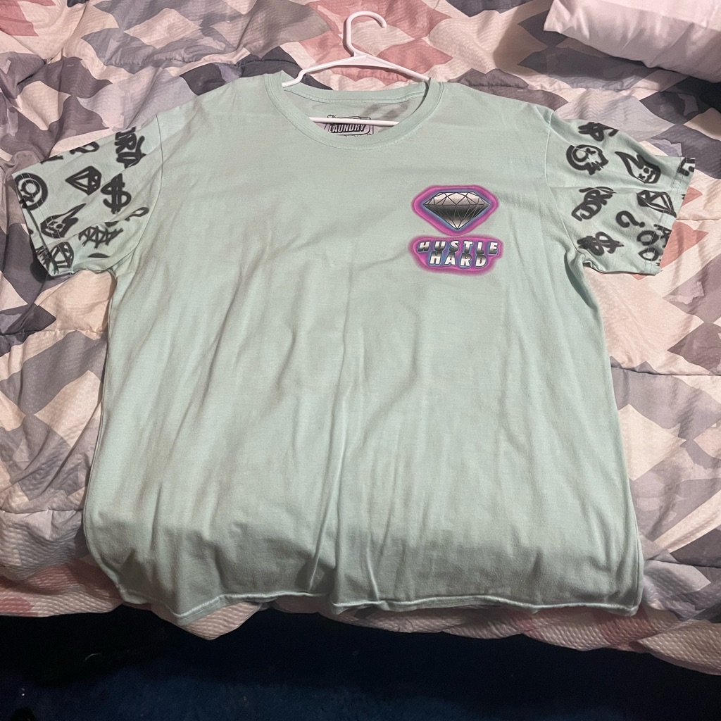 Fresh Laundry Hustle Hard Mint Green Graphic Tee